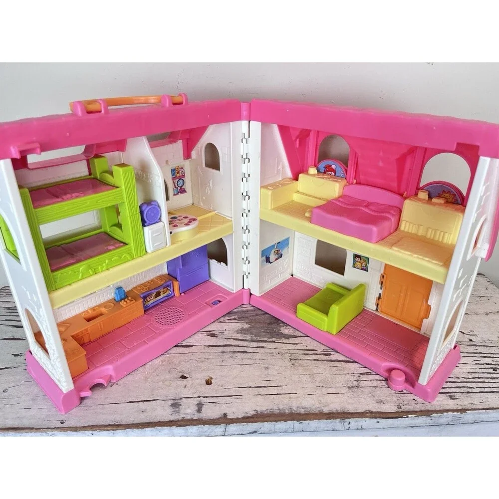 Fisher Price Little People Happy Sounds Home Dollhouse Pink 2015 Mattel Works
